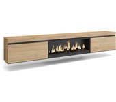 Amueblate online, mueble tv, televisión, muebles de salón, almacenaje, para tv gran formato, chimenea eléctrica, colgado, suspendido, roble