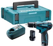 Taladro/atornillador de iones de litio de 10,8 v y 1,3 ah makita - 2 baterías, cargador, maletín - df330dwj