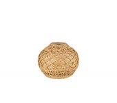 Jarrón trenzado de madera crema de 26x26x22 cm