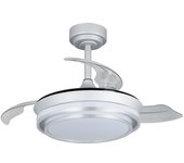 Ventilador de techo led aspas retráctiles lander mini plata 46w 5520 lm cct con mando a distancia