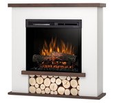 Tula - chimenea eléctrica independiente con calefacción por suelo radiante led - 23' - blanco mate / roble - 95 x 92 x 28
