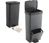 Cubo de basura o reciclaje 70l de 2 compartimentos incluye 20 bolsas de basura 10l