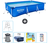 Paquete de piscina - bestway - rectángulo - 300x201x66 cm + accesorios cb19