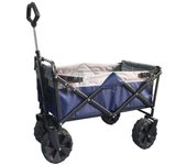 Carrito de playa plegable azul con estructura de acero