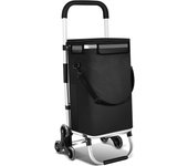 Carrito de compra plegable de 40l y 6 ruedas para subir escaleras con bolsa aislante negra