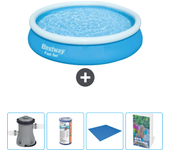 Paquete de piscina - bestway - alrededor - 366x366x76 cm + accesorios cb82