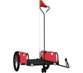 Remolque para bicicletas tela oxford y hierro rojo y negro cfw36695
