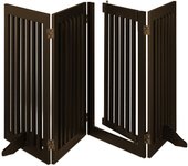 Relaxdays barrera seguridad niños, valla protectora, puerta, 92x206cm, plegable, cerca protección bebés, perros, marrón