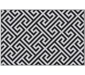 Alfombra de exterior de plástico 121x182cm hidrófuga de doble cara en blanco y negro para terraza y jardín