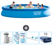 Paquete de piscina - intex - alrededor - 457x457x84 cm + accesorios cb93
