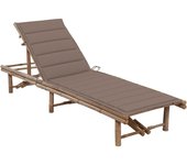 Tumbona tumbona para tomar el sol cama de jardín terraza muebles de exterior con cojín de bambú 02_0012299