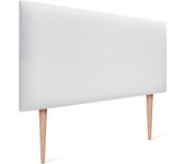 Dhome cabecero de polipiel liso y con patas cabeceros cabezal tapizado cama (polipiel blanco, 105cm (camas 80/90/105))