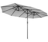 Sombrilla doble 4,5 x 2,65 x h2,4 m twin aluminio lona de poliéster gris kz garden