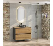 Conjunto de baño jax | mueble suspendido | 90 cm negro - teka | dos cajones | lavabo negro | no incluye espejo | mueble montado | plusbaño