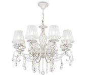 Grace araña blanca con oro y cristal, con pantallas, 8 luces, e14