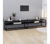 Mueble tv mármol negro 220x40x40,5 cm vidrio templado