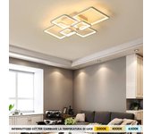 Lámpara de techo led moderna de 70 w, cct, 3000 k a 6500 k, 6 luces geométricas cuadradas, para dormitorio y sala de estar, 230 v