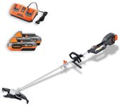Desbrozadora inalámbrica fuxtec fx-e2ms 2 baterías de 20v 2ah y cargador dual de 2,4a incluidos hilo y cuchilla ancho de corte 25,5