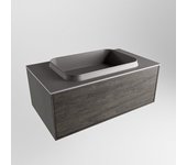 Mondiaz erin 80cm mueble de baño color dark brown con 1 cajón. con lavabo ridge centro sin orificios color dark grey