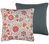 Cojin lino floral 45x13x45 cm