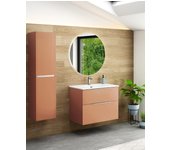 Mueble de baño suspendido con lavabo cerámico | 90 cm | 2 cajones con cierre amortiguado y organizador | sunset mate - cromo brillo