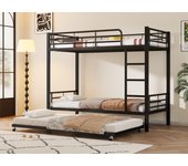 Litera de hierro forjado 90x200 cm - con cama nido 90x190 cm - negro