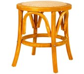 Taburete de madera y asiento de ratan