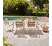 Mesa de jardín y 6 sillas de metal color topo, palavas - oviala