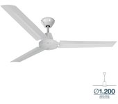 Ventilador de techo modelo mini industrial color blanco potencia 60w aspas ø120cm con controlador de pared edm