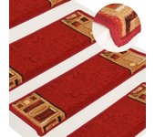 Alfombrillas de escalera autoadhesivas 10 uds | alfombras de escalera | tapetes de escalera rojo 65x21x4 cm cfw310778