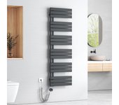 Emke radiador toallero eléctrico h.159,9 × a.50 cm con resistencia termostática, radiador secatoallas electrico con temporizador 1000 w antracita