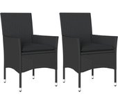 2 piezas sillas de jardín | silla de exterior | sillon jardín con cojines ratán sintético negro cfw600234