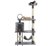 Rascador para gatos con rascador de sisal 140 cm gris estampado de huellas