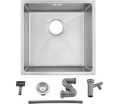Auralum max fregadero empotrable44x44x20cm cm - fregadero de cocina 1 bandeja de acero inoxidable 304- fregadero de cocina plata con vaciado,modelo ue