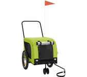 Remolque de bicicleta mascotas hierro tela oxford verde negro cfw35743