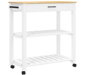 Carrito de cocina，estantería de cocina, carrito de servir monza madera maciza de pino 84x40x90 cm cfw36506