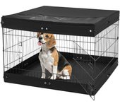 Vevor parque para perro 91x91x61 cm, plegable 4 paneles metálico con puerta, alfombra y funda protectora, para mascotas pequeñas, interior/exterior