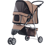 Cochecito para perro y gato pawhut acero, tela oxford café 75x45x97 cm d00-041cf