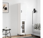 Aparador alto | aparador de comedor | armario de cocina madera contrachapada blanco 34,5x34x180 cm cfw88746