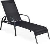 Costway tumbona de jardín con 5 posiciones de respaldo regulables silla de relax sillón para terraza balcón playa piscina