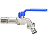 Válvula de bola - manija plana - conexión macho de 1/2 - conexión de 3/4, azul, para lavadora de exterior, resistente a las heladas