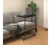 Maison exclusive - mesa auxiliar con ruedas madera de ingeniería negra 55x35x70 cm