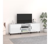 Mueble de tv madera contrachapada blanco brillante 150x30x50 cm
