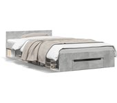 Cama individual | cama para adultos | cama con cajón madera de ingeniería gris hormigón 90x200 cm cfw55990