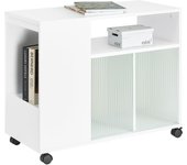 Mesa auxiliar mesa de centro con 2 compartimentos armario de almacenamiento para oficina con 4 ruedas blanco 75 x 35 x 61 cm fbt142-w sobuy es