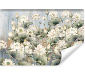 Papel pintado no tejido con foto flores hojas vintage para dormitorio 300cm x 210cm