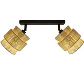 Plafón lámpara de techo con 2 tulipas de cuerda color beige. (disponible sobremesa y pie a conjunto). ref 1510-2w