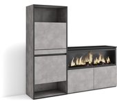 Amueblate online, zapatero, armario zapatos botas, 167x145x35 cm, dormitorio, habitación, chimenea eléctrica, cemento
