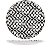6x platos planos porcelana dakar, blanco y negro, 27cm, h&h