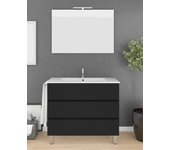 Mueble de baño imperia 3 cajones incluye lavabo y espejo - grafito 90 x 45 cm seno centrado